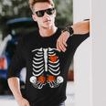 Halloween Twin Pregnant Skeleton Twins Baby Xray Rib Cage Long Sleeve T-Shirt Gifts for Him