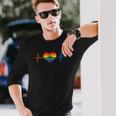 Heartbeat Gay Lgbtq Heartbeat Lovely Pride Lesbian Gays Love Long Sleeve T-Shirt T-Shirt Gifts for Him