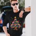 Hippies Christmas Peace Sign Tie Dye Xmas Tree Lights Long Sleeve T-Shirt Gifts for Him