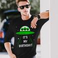 It's My Birthday Cute Alien Ufo Ship In Space Alien Long Sleeve T-Shirt Gifts for Him