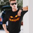 Jack O Lantern Scary Carved Pumpkin Face Halloween Costume Long Sleeve T-Shirt Gifts for Him