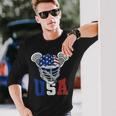 Lacrosse American Flag Lax Helmet 4Th Of July Usa Patriotic Long Sleeve T-Shirt T-Shirt Gifts for Him