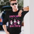 Lunch Lady Boo Crew Pumpkin Breast Cancer Halloween Long Sleeve T-Shirt Gifts for Him