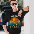 Meow I'm A Cat Thanksgiving Turkey Fake Cat Vintage Long Sleeve T-Shirt Gifts for Him