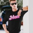 Mom Pink & White Overlapping Font Halloween Costume Long Sleeve T-Shirt Gifts for Him