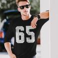 Number 65 Sport Jersey Birthday Age Lucky No White Vintage Long Sleeve T-Shirt Gifts for Him