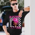 In October We Wear Pink Black Woman Breast Cancer Awareness Long Sleeve T-Shirt Gifts for Him