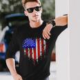 Patriotic American Flag Heart 4Th Of July Vintage Usa Flag Long Sleeve T-Shirt T-Shirt Gifts for Him