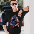 Patriotic Baseball Catcher Vintage American Flag 4Th Of July Long Sleeve T-Shirt Gifts for Him
