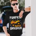 Pumpkin Smasher Halloween Monster Truck Lover Boys Toddler Long Sleeve T-Shirt Gifts for Him