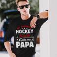 Retro My Favorite Hockey Player Calls Me Papa Fathers Day Long Sleeve T-Shirt T-Shirt Gifts for Him