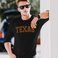State Of Texas Pride Varsity Style Distressed Long Sleeve Gifts for Him