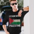 Support I Stand With Palestine Free Palestine Flag Arabic Long Sleeve T-Shirt Gifts for Him
