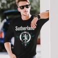 Sutherland Clan Scottish Name Coat Of Arms Tartan Long Sleeve T-Shirt Gifts for Him