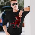 Th Dinosaur Red Buffalo Plaid Costume Dinosaur Lover For Buffalo Lovers Long Sleeve T-Shirt Gifts for Him