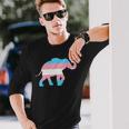 Transgender Elephant Trans Pride Flag Ftm Mtf Elephant Lover Long Sleeve T-Shirt Gifts for Him