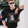 Ugly Christmas Sweater Style Dinosaur In The Snow Long Sleeve T-Shirt Gifts for Him