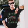 Ugly Sweater Christmas Elephant Lover Santa Hat Animals Long Sleeve T-Shirt Gifts for Him