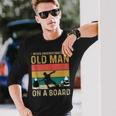 Never Underestimate An Old Man On A Snowboard Vintage Long Sleeve T-Shirt Gifts for Him
