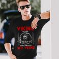 Viking Blood Runs Through My Veins Viking Odin Long Sleeve T-Shirt Gifts for Him