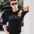 Vintage Cotati Ca Distressed Blue Varsity Style Long Sleeve T-Shirt Gifts for Him