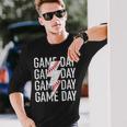 Vintage Game Day Fathers Day Lightning Bolt Baseball Sport Long Sleeve T-Shirt Gifts for Him