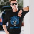 Vintage Lion Face Head Detroit Football Football Long Sleeve T-Shirt T-Shirt Gifts for Him