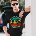 West Palm Beach Florida Retro Sunset Palm Trees Long Sleeve T-Shirt Gifts for Him