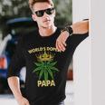 Worlds Dopest Papa Cannabis 420 Fathers Day Weed Dad Long Sleeve T-Shirt Gifts for Him