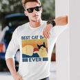 Best Cat Dad Ever Retro Vintage Cat Daddy Father Day Long Sleeve T-Shirt T-Shirt Gifts for Him