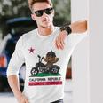 California Republic Flag Bear Biker Motorcycle Long Sleeve T-Shirt T-Shirt Gifts for Him