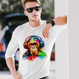 Chimpanzee With Headphones Long Sleeve T-Shirt Gifts for Him