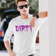 Dirty Words Horror Movie Themed Purple Distressed Dirty Long Sleeve T-Shirt Gifts for Him