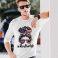 Happy July 4Th Day Real Estate Messy Buns Usa Flag Long Sleeve T-Shirt T-Shirt Gifts for Him