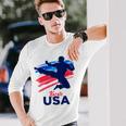 Karate Support The Team Student Sensei Usa Flag American Long Sleeve T-Shirt T-Shirt Gifts for Him