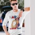 Labor Day Rosie The Riveter American Flag Woman Usa Long Sleeve Gifts for Him