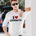 I Love Hot Cowboys I Heart Cowboys Country Western Long Sleeve T-Shirt Gifts for Him