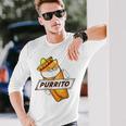Purrito Cat Wearing A Sombrero In A Mexican Burrito Long Sleeve T-Shirt Gifts for Him