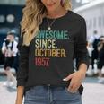 66 Year Old Awesome Since October 1957 66Th Birthday Long Sleeve T-Shirt Gifts for Her