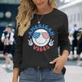 America Vibes Fourth 4Th Of July Happy Face Smile Patriotic Long Sleeve T-Shirt Gifts for Her