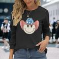 American Smile Face Cowboy Cowgirl 4Th Of July Howdy Rodeo Long Sleeve T-Shirt Gifts for Her