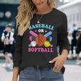 Baseball Or Softball Gender Reveal Baby Party Boy Girl Long Sleeve T-Shirt Gifts for Her