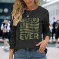 Best Dad Ever Fathers Day American Flag Military Camo Long Sleeve T-Shirt Gifts for Her