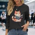 Bookish Cat With Glasses Cute & Intellectual Long Sleeve T-Shirt T-Shirt Gifts for Her