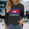 Cambodian Flag Vintage Made In Cambodia Long Sleeve T-Shirt Gifts for Her