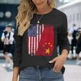 Chinese Roots Half American Flag Usa China Flag Long Sleeve T-Shirt Gifts for Her