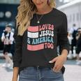 Christian Loves Jesus And America Too 4Th Of July Long Sleeve T-Shirt Gifts for Her