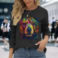 Colorful Grizzly Bear Closeup Long Sleeve T-Shirt Gifts for Her
