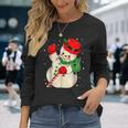 Christmas Snowman Matching Family Pajama Xmas Vintage Long Sleeve T-Shirt Gifts for Her