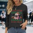 Dog Lovers Cute Pug Santa Hat Ugly Christmas Sweater Long Sleeve T-Shirt Gifts for Her